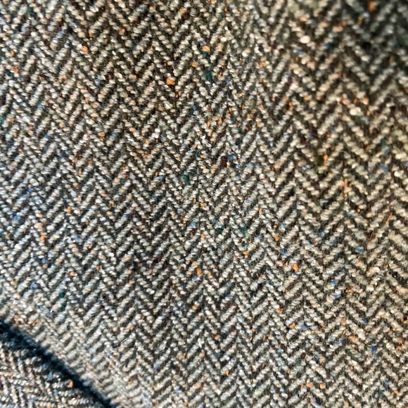 Ll Bean Wool & Silk Blend Green Herringbone Blazer - Picture 5 of 10